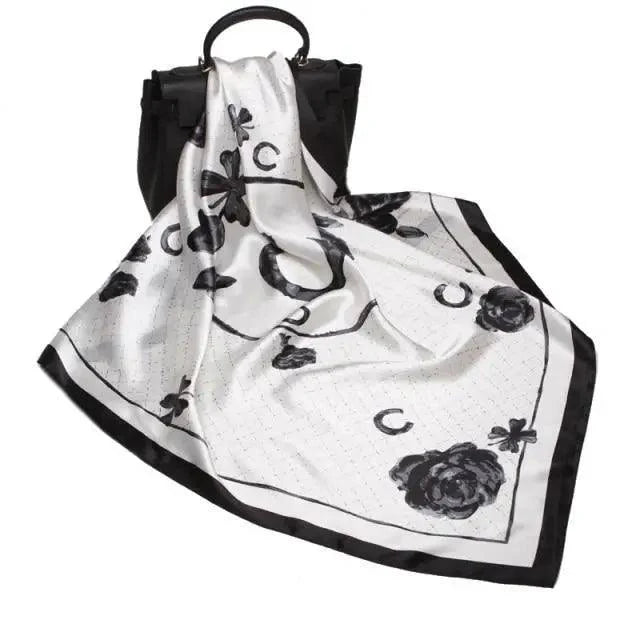 New Elegance Fashionable Scarves for Women Shawl Print Silk Satin Hijab Scarf Female Bandana 90*90cm Luxury Square Shawls Scarfs For Ladies