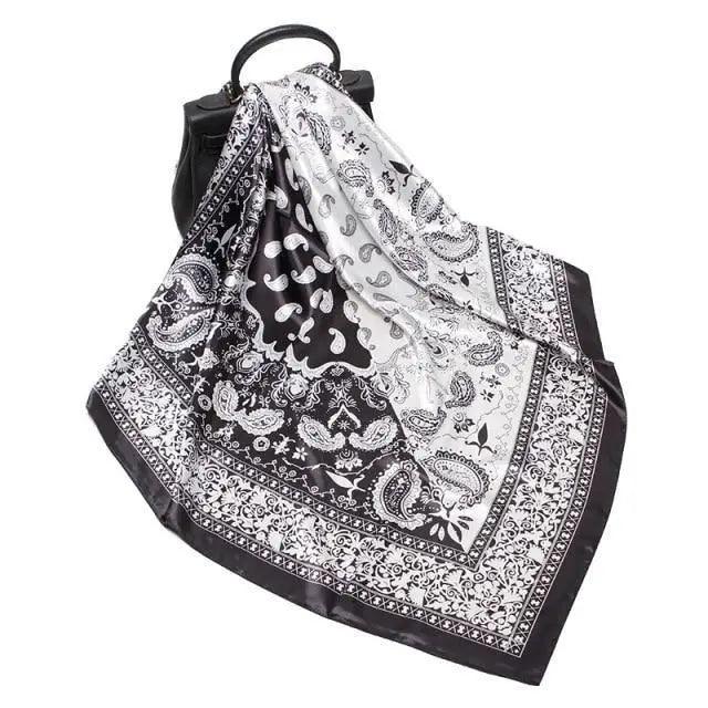 New Elegance Fashionable Scarves for Women Shawl Print Silk Satin Hijab Scarf Female Bandana 90*90cm Luxury Square Shawls Scarfs For Ladies