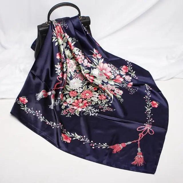 New Elegance Fashionable Scarves for Women Shawl Print Silk Satin Hijab Scarf Female Bandana 90*90cm Luxury Square Shawls Scarfs For Ladies