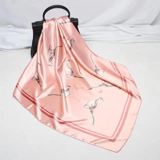 New Elegance Fashionable Scarves for Women Shawl Print Silk Satin Hijab Scarf Female Bandana 90*90cm Luxury Square Shawls Scarfs For Ladies