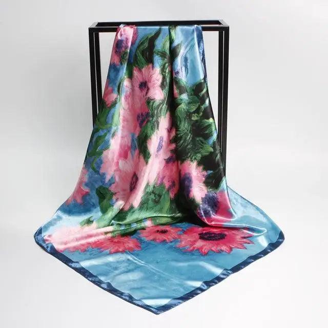New Elegance Fashionable Scarves for Women Shawl Print Silk Satin Hijab Scarf Female Bandana 90*90cm Luxury Square Shawls Scarfs For Ladies