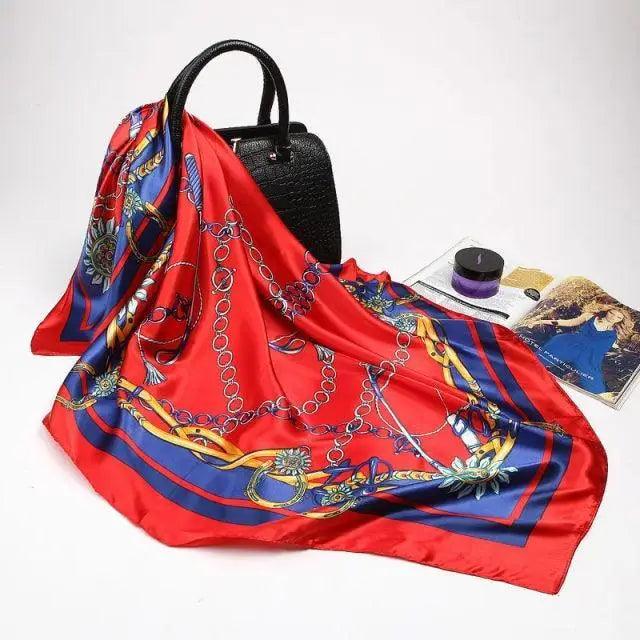 New Elegance Fashionable Scarves for Women Shawl Print Silk Satin Hijab Scarf Female Bandana 90*90cm Luxury Square Shawls Scarfs For Ladies