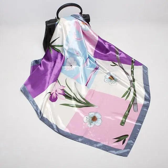 New Elegance Fashionable Scarves for Women Shawl Print Silk Satin Hijab Scarf Female Bandana 90*90cm Luxury Square Shawls Scarfs For Ladies