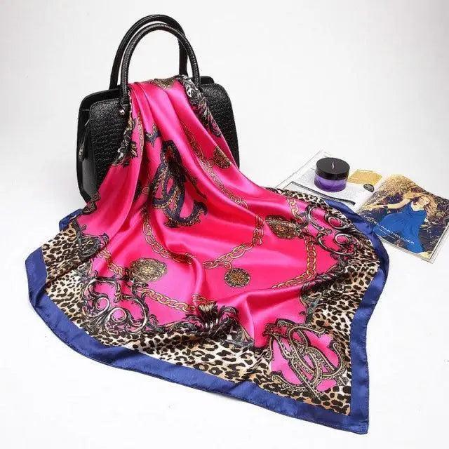 New Elegance Fashionable Scarves for Women Shawl Print Silk Satin Hijab Scarf Female Bandana 90*90cm Luxury Square Shawls Scarfs For Ladies