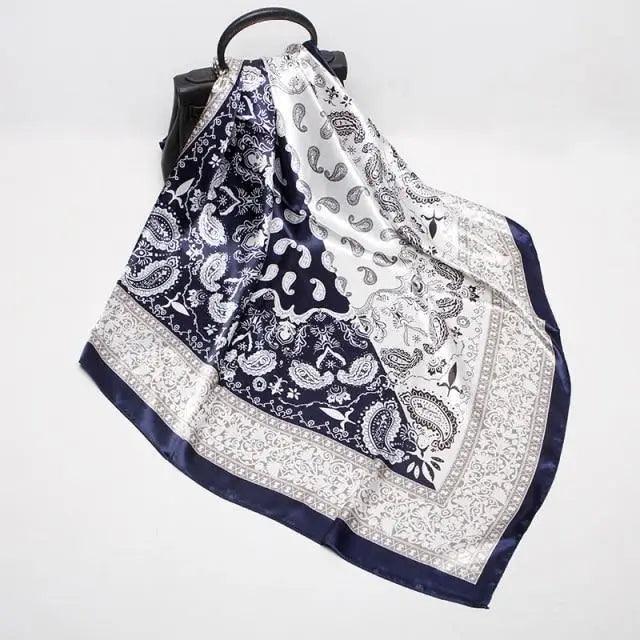 New Elegance Fashionable Scarves for Women Shawl Print Silk Satin Hijab Scarf Female Bandana 90*90cm Luxury Square Shawls Scarfs For Ladies