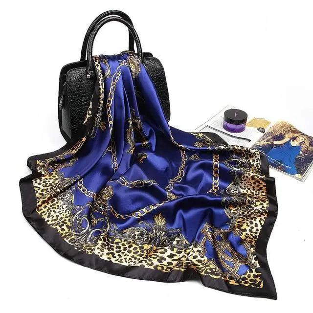 New Elegance Fashionable Scarves for Women Shawl Print Silk Satin Hijab Scarf Female Bandana 90*90cm Luxury Square Shawls Scarfs For Ladies