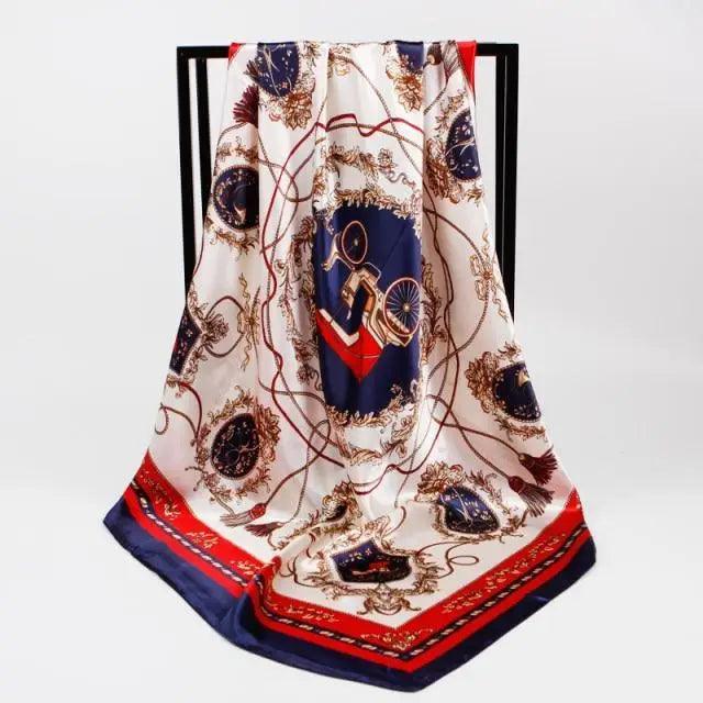 New Elegance Fashionable Scarves for Women Shawl Print Silk Satin Hijab Scarf Female Bandana 90*90cm Luxury Square Shawls Scarfs For Ladies