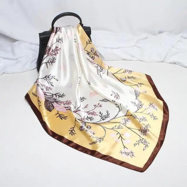 New Elegance Fashionable Scarves for Women Shawl Print Silk Satin Hijab Scarf Female Bandana 90*90cm Luxury Square Shawls Scarfs For Ladies