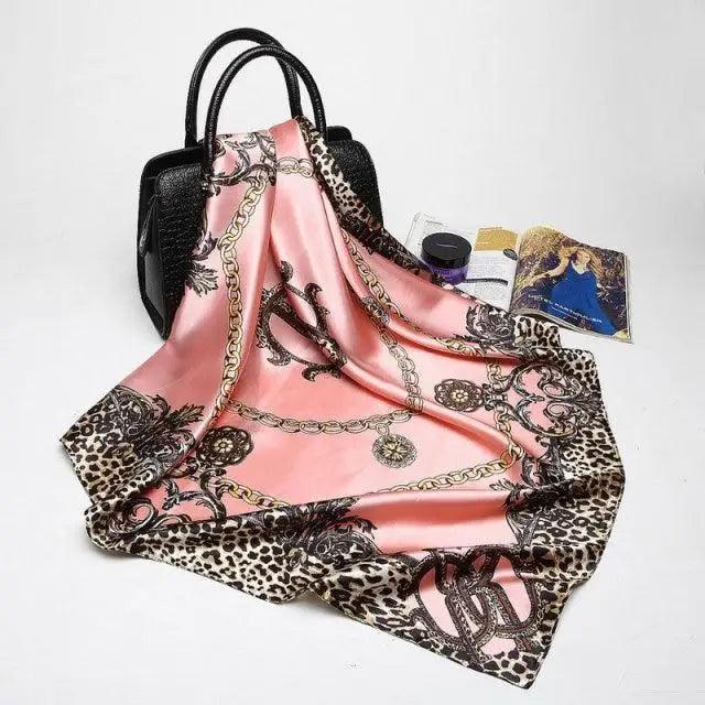 New Elegance Fashionable Scarves for Women Shawl Print Silk Satin Hijab Scarf Female Bandana 90*90cm Luxury Square Shawls Scarfs For Ladies