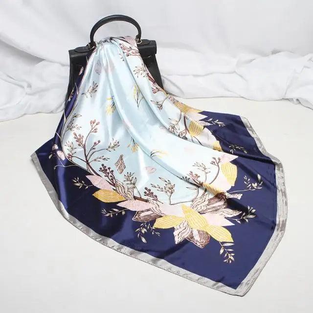 New Elegance Fashionable Scarves for Women Shawl Print Silk Satin Hijab Scarf Female Bandana 90*90cm Luxury Square Shawls Scarfs For Ladies