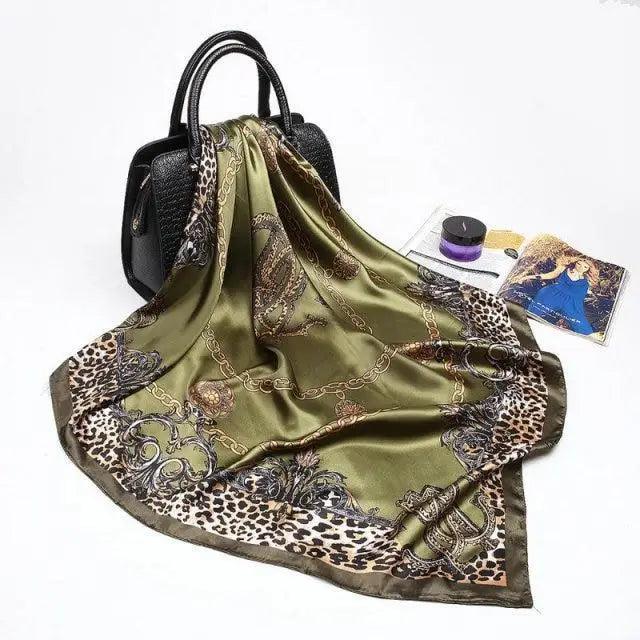 New Elegance Fashionable Scarves for Women Shawl Print Silk Satin Hijab Scarf Female Bandana 90*90cm Luxury Square Shawls Scarfs For Ladies