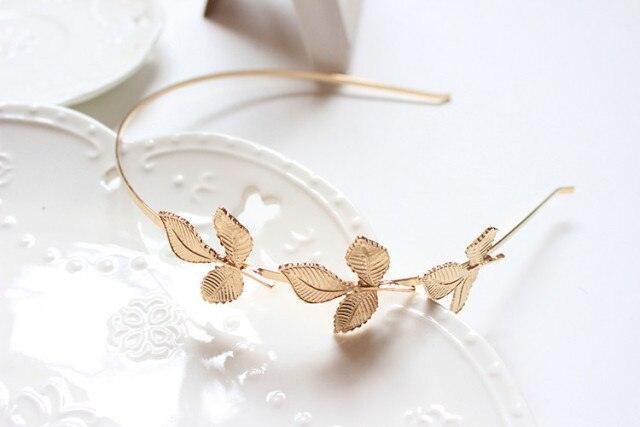 New Fashion Bride beautiful simple generous metal Leaves leaf crown hair band headband Women girls hair Accessories Headdress For Weddings
