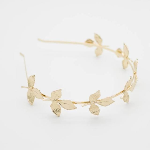 New Fashion Bride beautiful simple generous metal Leaves leaf crown hair band headband Women girls hair Accessories Headdress For Weddings