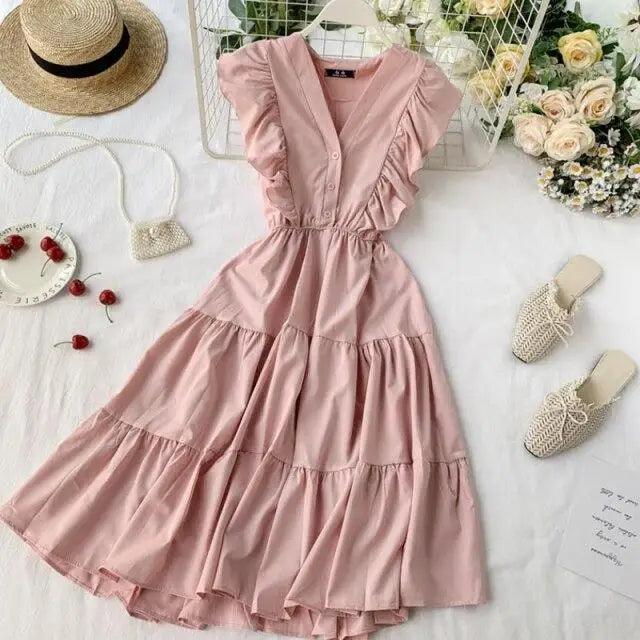 New Fashion Neck Ruffles Summer Dress Party Tank Sundress Women Casual Dresses For Women - Fashion Women Dresses