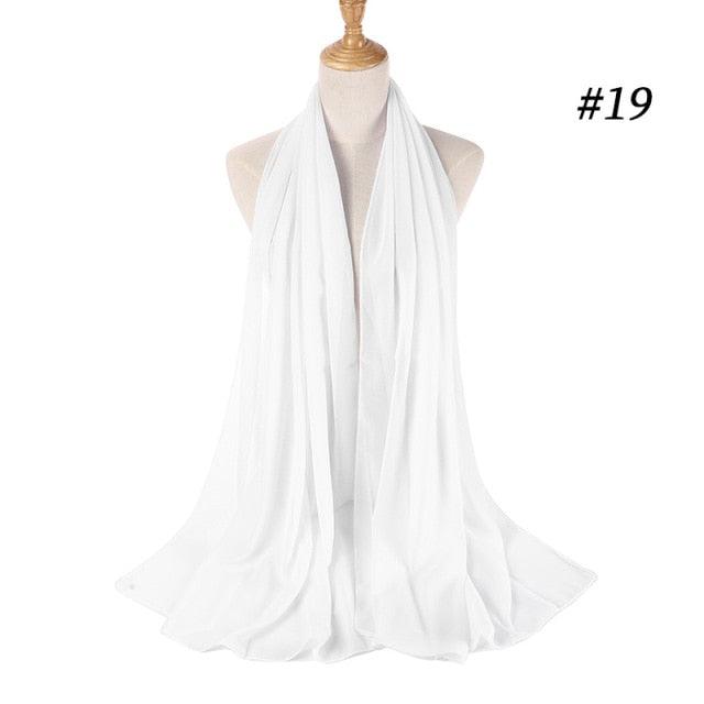 New Long Solid Colorful Soft Chiffon Hijab Elegant Scarf Wrap Lightweight Islamic Head Wear Escharpe Shawls Headband Stole Muslim Hijabs Wrap Headscarf Scarves Colors For Women
