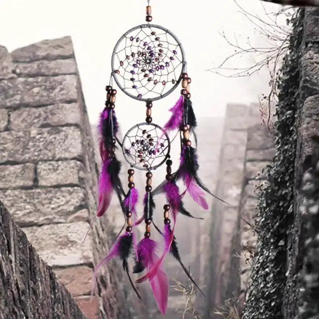 New Luxury Original Silver Gray Dream Catcher 2 Ring Feather Hanging Art Gifts To Bestie Friends Creative Valentine's Day Gifts