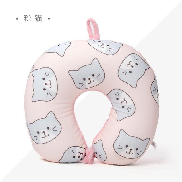 New Polar Bear And Cat U-shaped Travel Pillows For Sleeping Microbead Foam Cartoon Neck Pillow Office Airplane Soft Headrest Premium Travel Pillow Sleep with NO Neck Pain Super Soft Memory Foam Neck Pillow Easy Washing