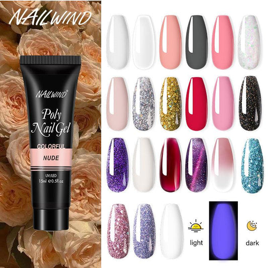 New Poly Nail Polish Gel Extension Glitter Gel Nails Manicure Design UV Reflective Diamond Shine
