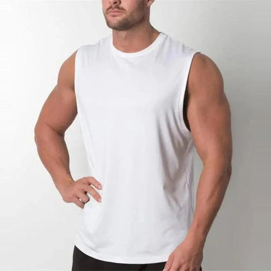 New Sport Plain Shirts For Men Bodybuilding Singlet Gyms Shirts Sleeveless Shirt Blank Fitness Clothing Sportwear Muscle Vest Men's Fitness T-Shirt Round Neck Sleeveless Vest Stretch Solid Color Fitness Sports Shirts