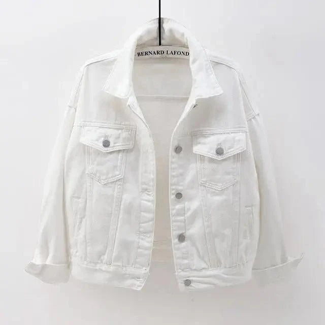 New Stunning Women's Plus Size Denim Jacket Spring Autumn Short Coat Pink Jean Jackets Casual Tops Purple Yellow White Loose Outerwear