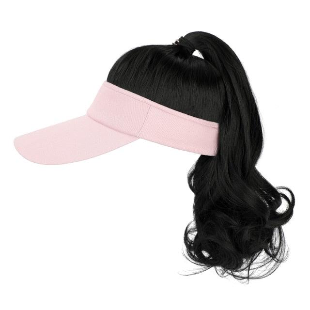 Ponytail Extension Cap hair Synthetic Wig Curly Wavy Wigs with Visor Hat hair Wigs for Women Hat Baseball Wigs For Black Women Cosplay Wigs For Women