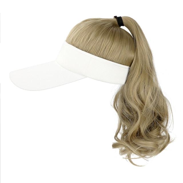 Ponytail Extension Cap hair Synthetic Wig Curly Wavy Wigs with Visor Hat hair Wigs for Women Hat Baseball Wigs For Black Women Cosplay Wigs For Women