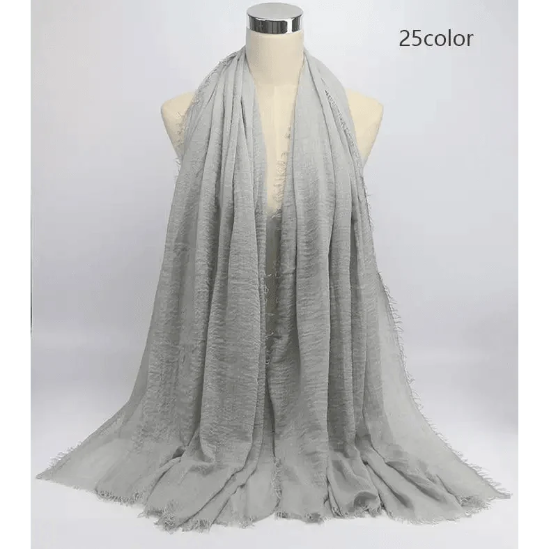 New Stylish Plain Scarf Women Muslim Crinkle Hijab Scarf Female Musulman Soft Cotton Headscarf Islamic Hijab Shawls And Wraps