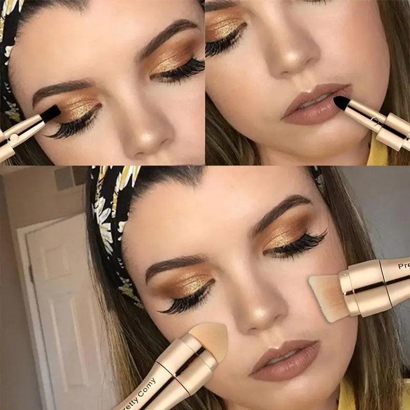 New Vintage Style 4 In 1 Makeup Brushes For Foundation, Eyebrow Shadow, Eyeliner Blush Powder, Brush Cosmetic And Concealer Professional Makeup Brush
