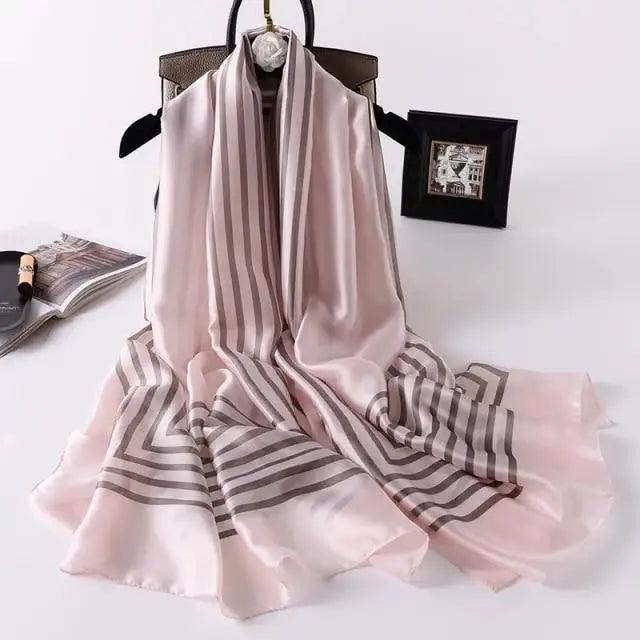 New Women Autumn Winter Fashion Silk Scarf Shawl Beach Headband Female Casual Wear Beach Friendly Spring Silk Scarf Flower Print Silk Scarves Shawls and Wraps Long Size Beach Stoles