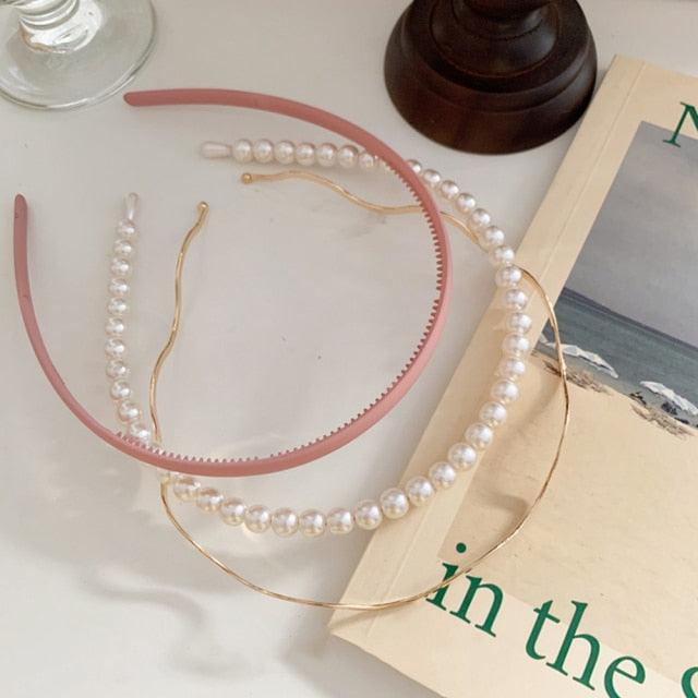 New Women Elegant Full Pearls Simple Hairbands Sweet Headband Hair Hoops Holder Ornament Head Band Lady Fashion Hair Accessories