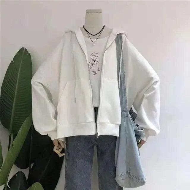 New Women Hoodie Version Loose Thin Long Oversized Sweatshirts Women Pink Women's Sweatshirt With A Hood Hoodies Hooded Jacket Female Long Sleeve Hooded Streetwear Hoodie