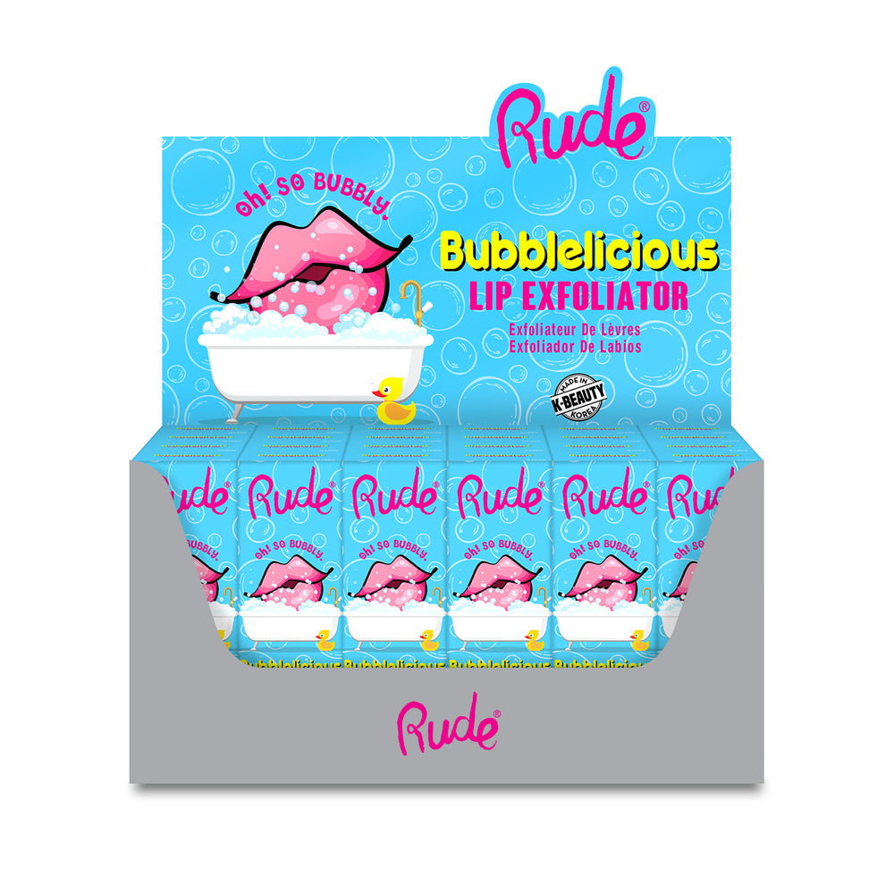 Présentoir d'exfoliants pour les lèvres RUDE BUBBLELICIOUS, 24 pièces