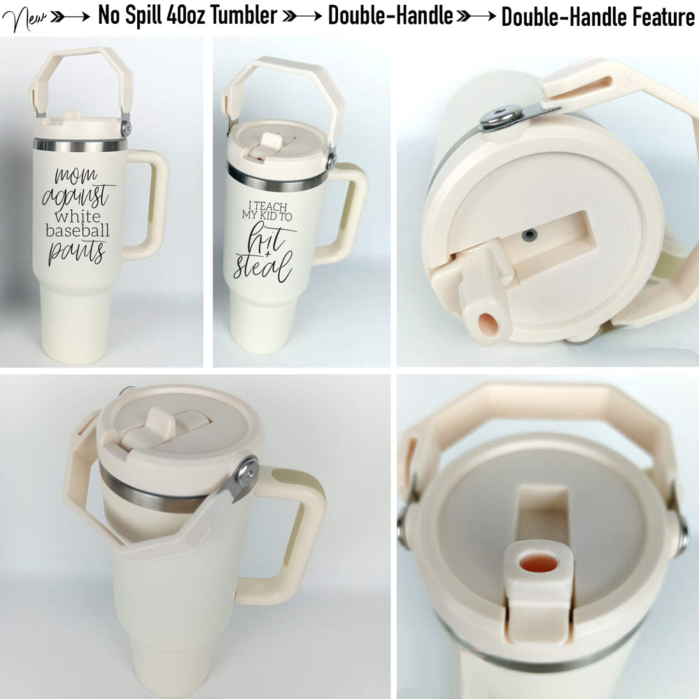 Baseball Mom 40oz Becher mit Griff Strohhalm Auslaufsicherer Ausgießer Reisebecher