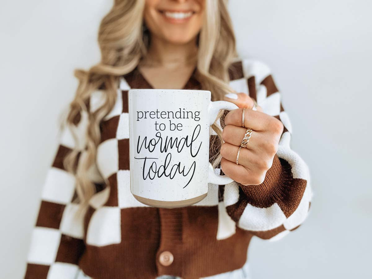 Funny Pretending To Be Normal Today 16oz Ceramic Coffee Mug Office Gift