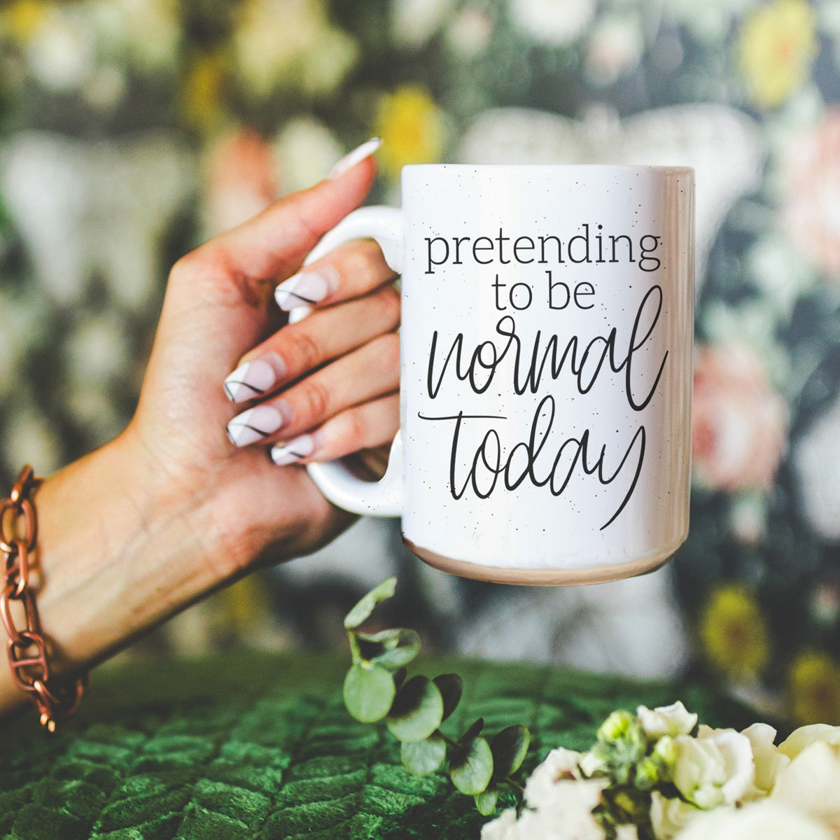 Mug à café en céramique "Je fais semblant d'être normal aujourd'hui" 470 ml – Cadeau de bureau amusant
