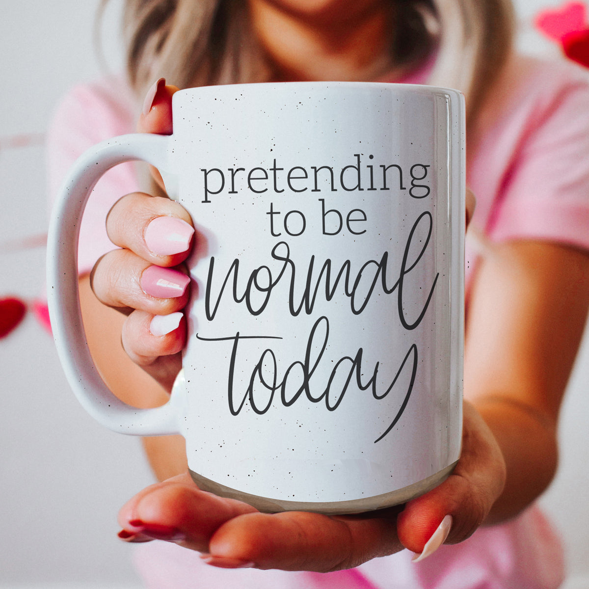 Mug à café en céramique "Je fais semblant d'être normal aujourd'hui" 470 ml – Cadeau de bureau amusant