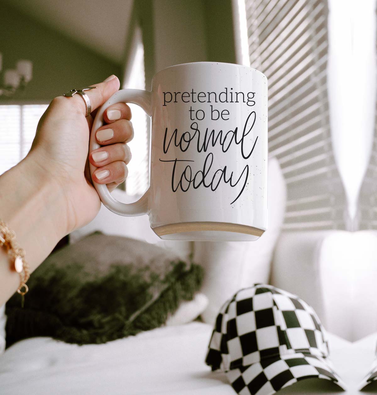 Mug à café en céramique "Je fais semblant d'être normal aujourd'hui" 470 ml – Cadeau de bureau amusant