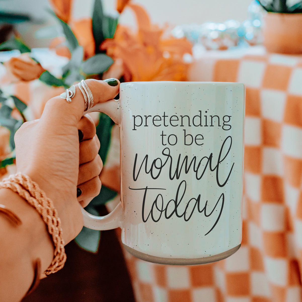 Mug à café en céramique "Je fais semblant d'être normal aujourd'hui" 470 ml – Cadeau de bureau amusant