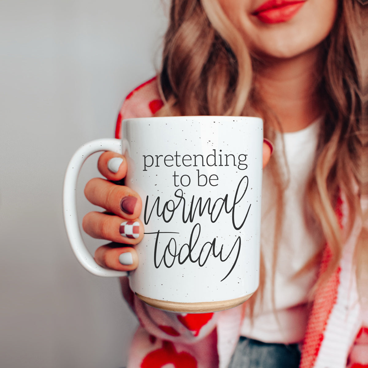 Mug à café en céramique "Je fais semblant d'être normal aujourd'hui" 470 ml – Cadeau de bureau amusant