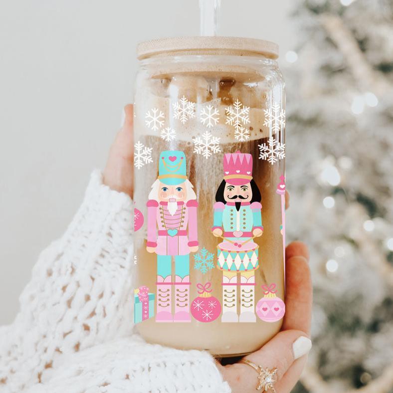 Nutcracker Pastel Holiday Nuts 17oz Tin Festive Christmas Gift Jar For Parties