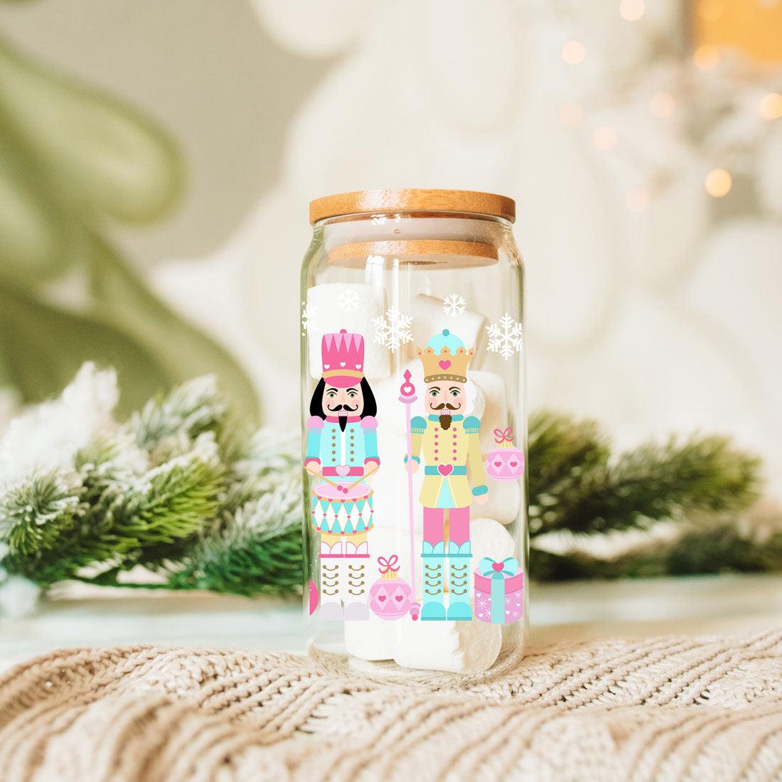 Nutcracker Pastel Holiday Nuts 17oz Tin Festive Christmas Gift Jar For Parties