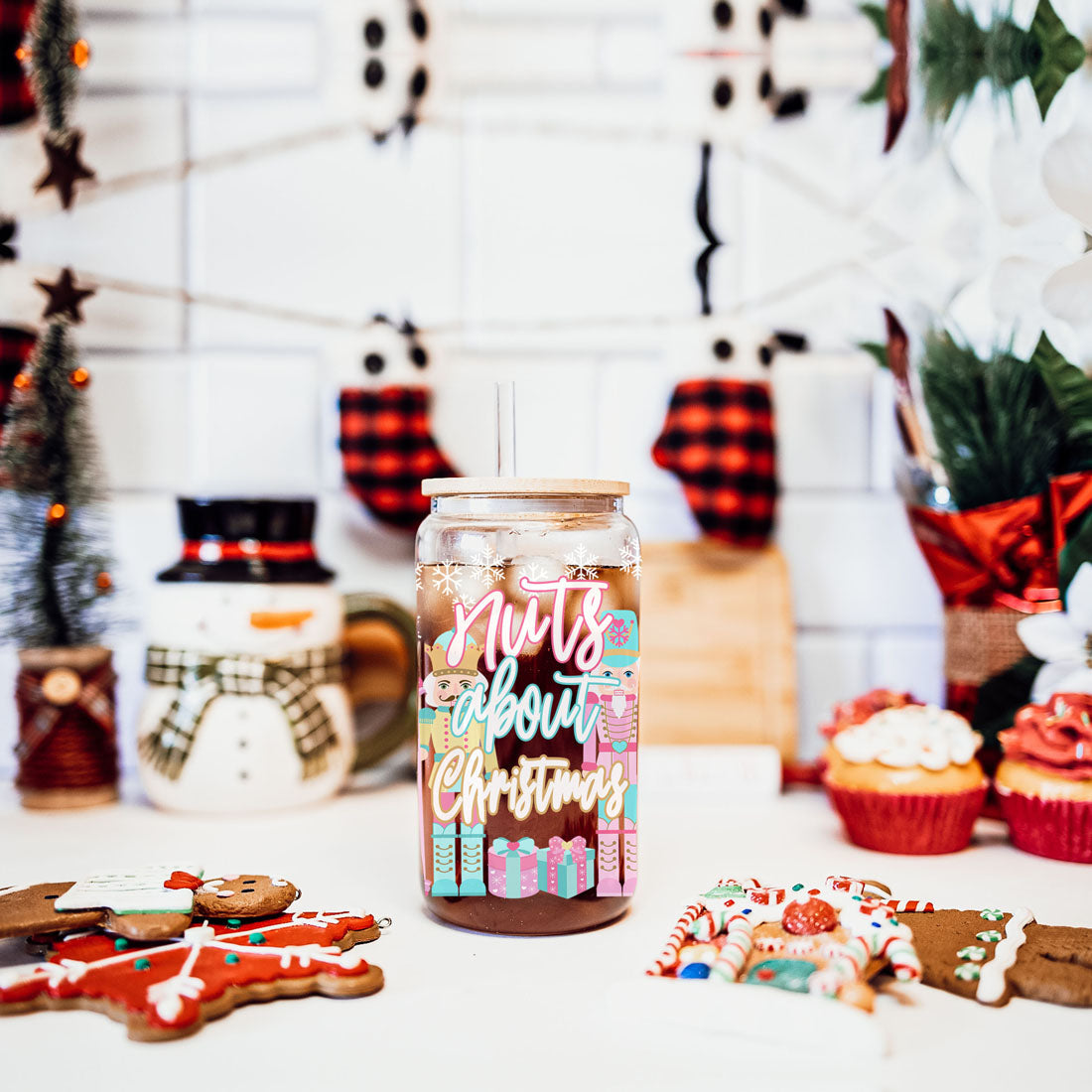 Nutcracker Pastel Holiday Nuts 17oz Tin Festive Christmas Gift Jar For Parties