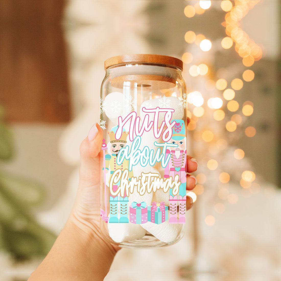 Nutcracker Pastel Holiday Nuts 17oz Tin Festive Christmas Gift Jar For Parties