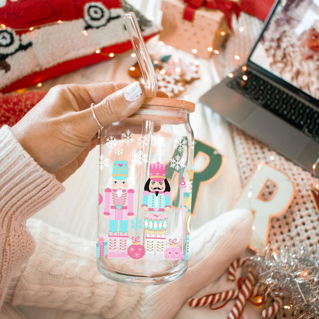 Nutcracker Pastel Holiday Nuts 17oz Tin Festive Christmas Gift Jar For Parties