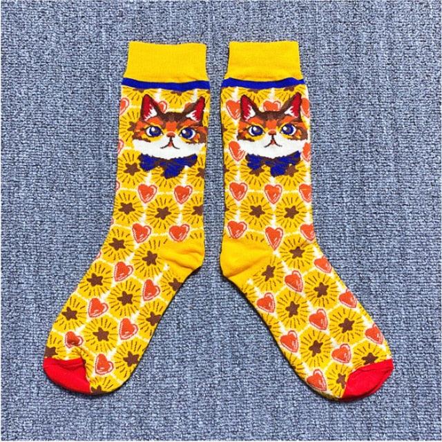 Occident Fashion Colorful Print Socks Women with Mushroom Spring Woman Socks Breathable Cotton Socks For Women