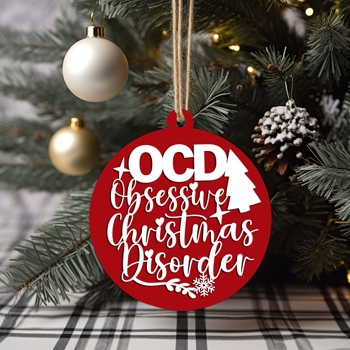 Handcrafted 3D Wooden Christmas Ornaments Imperfect OCD Style Limited Edition Tree Hanging Decor