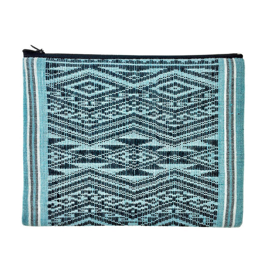 Pochette tressée à la main Ocean Tribal, sac de plage doublé en Mûrier Saa avec intérieur noir