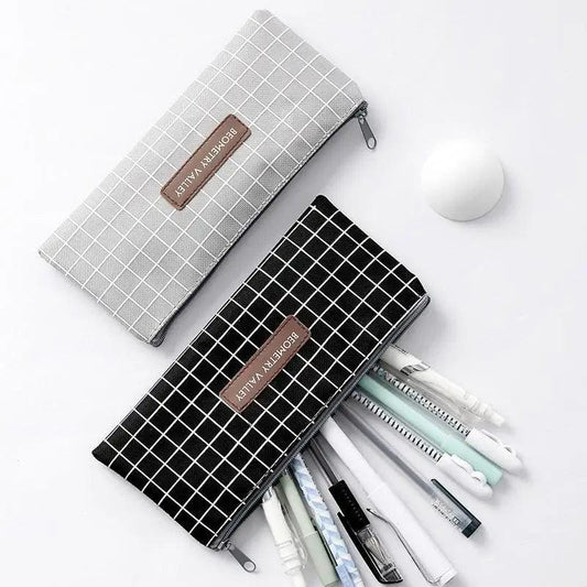 Office Simple Print Stationery Pencil Case Classic Design Pencil Pouch Simple Storage Bag