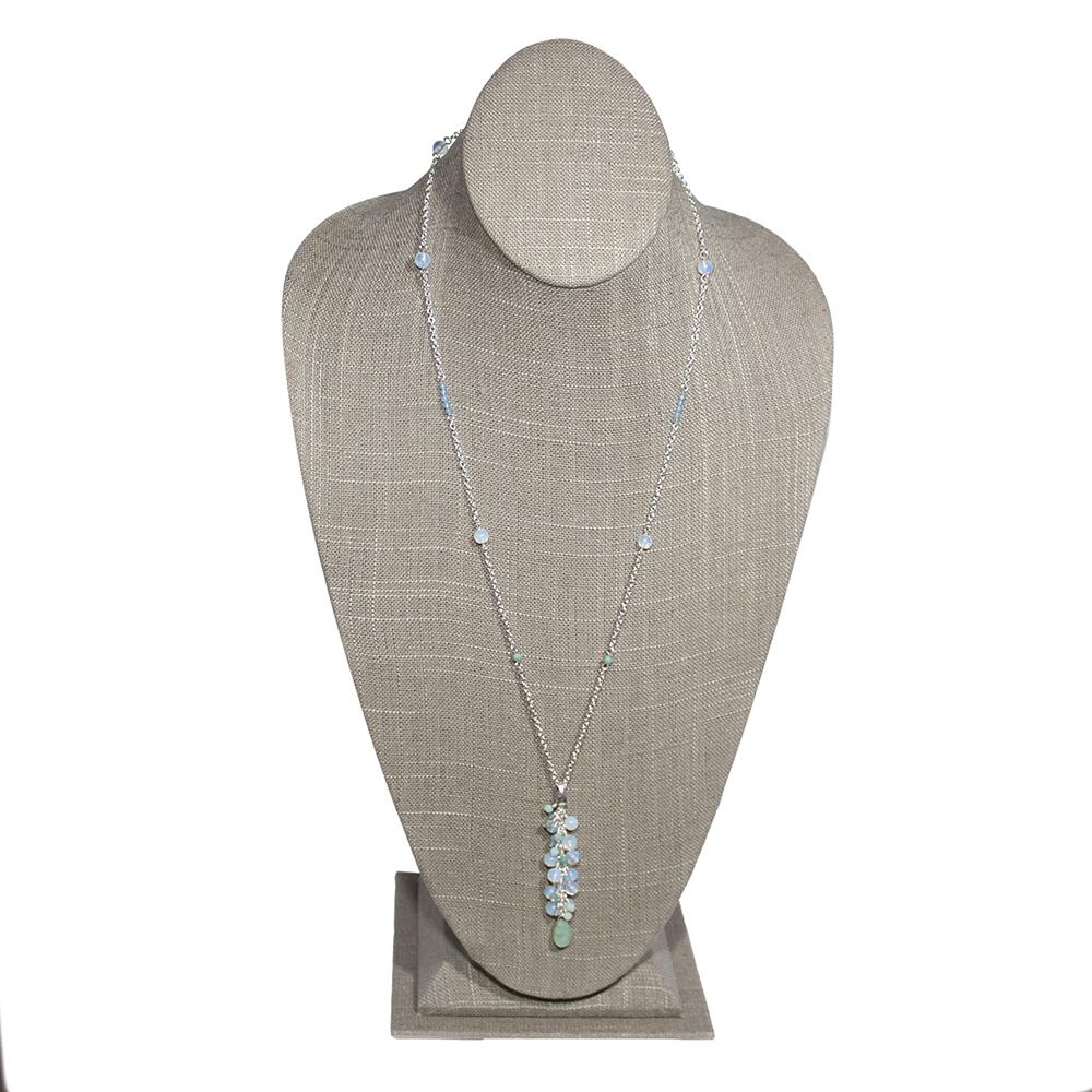 Opalith Amazonit Tropfenkette Sterlingsilber