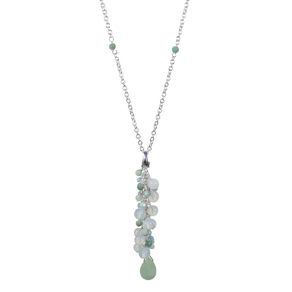 Opalith Amazonit Tropfenkette Sterlingsilber